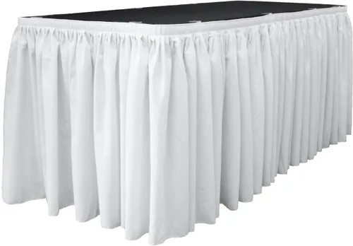 Miniatura 53 de LA Linen Falda de mesa de popelina de poliéster para mesas rectangulares, tela plisada para banquetes de boda, 14 pies por 29 pulgadas de largo