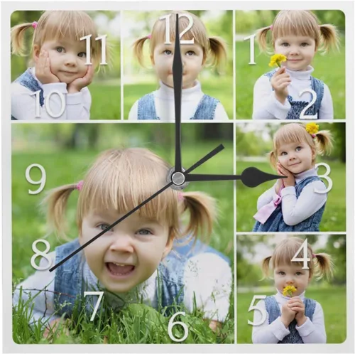 Miniatura 9 de Reloj de pared con foto personalizado, texto personalizado en la pared, impresión de reloj cuadrado personalizado, reloj con foto personalizado