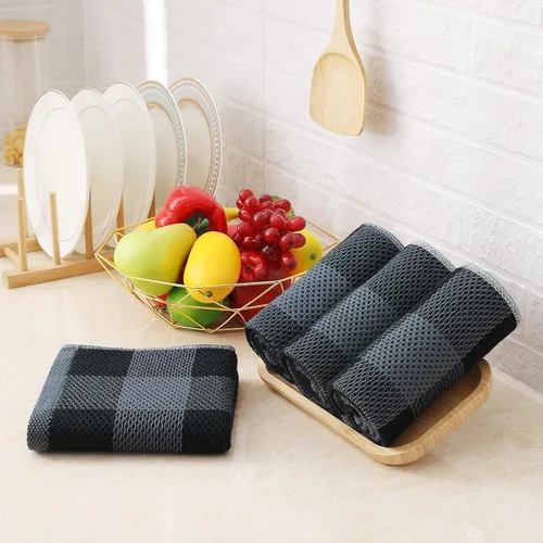Miniatura 8 de Homaxy - Juego de toallas de cocina y paños de cocina, 12 x 12 y 13 x 28 pulgadas, juego de 12 paños de cocina 100% algodón, de punto gofre, a Negro
