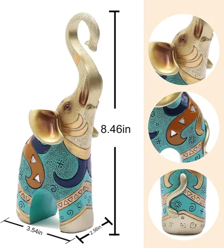 Miniatura 3 de Decoración de estatuas de elefante dorado, figura de buena suerte para decoración del hogar, esculturas y estatuas de arte de resina, regalos