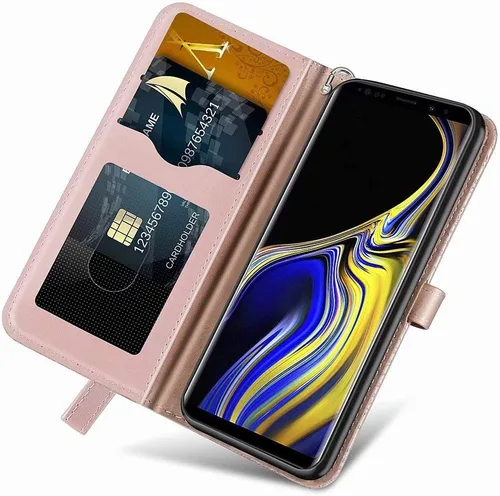 Miniatura 2 de Funda tipo cartera para Samsung Galaxy Note 9, piel sintética de alta calidad con diseño de árbol en relieve, función atril, ranuras para tarjetas