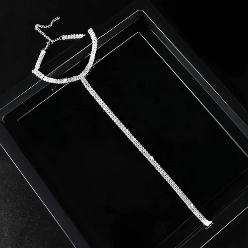 Miniatura 5 de Gargantilla de diamantes de imitación de plata brillante gargantilla de cristal para mujer