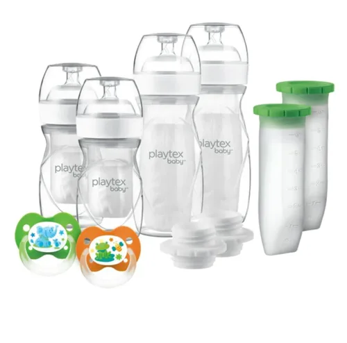 Playtex Baby Nurser - Juego de regalo para recién nacidos con forros para biberones, más cerca de la lactancia, 4 biberones (2 x 4 onzas, 2 x 8