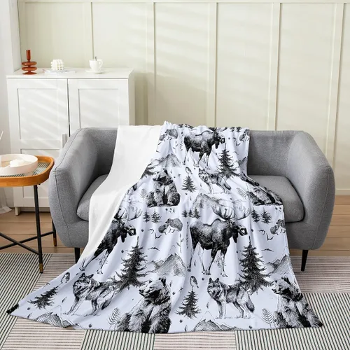 Miniatura 19 de Erosebridal Manta de pingüino de 40 x 50 pulgadas para niños y niñas, manta de franela gris blanca y negra con diseño de animales antárticos