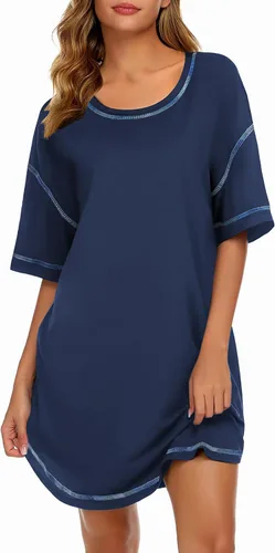 Miniatura 9 de Ekouaer Camisones para Mujeres Camisa de Dormir Suave de Manga Corta Camisa de Noche de Talla Grande Ropa de Dormir Cómoda Vestido de Dormir