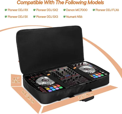 Miniatura 4 de Rexmica Bolsa de transporte compatible con Pioneer DDJ RX/DDJ SX/DDJ SX2 / DDJ SX3 / Denon MC7000 / Numark NS6, bolsa de almacenamiento