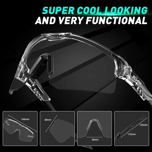 Miniatura 6 de SCVCN Gafas de ciclismo fotocromáticas para hombres y mujeres, UV400, gafas deportivas para jóvenes, a prueba de viento, para béisbol, golf 09