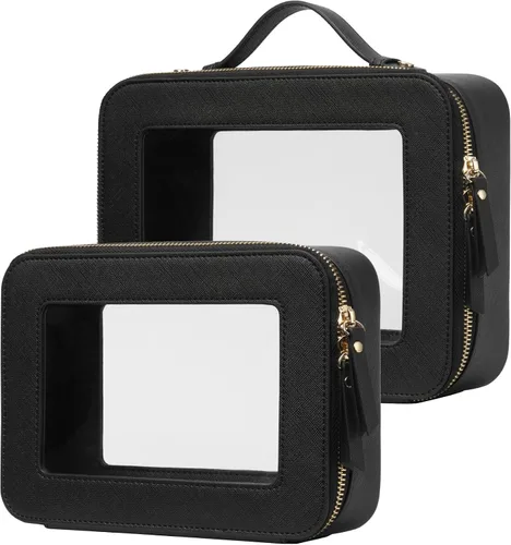 Miniatura 37 de Bolsa de maquillaje transparente Popvibe, estuche de cosméticos de viaje con cremallera, bolsa de aseo transparente con cremallera, organizador Malva