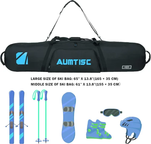 Miniatura 2 de Bolsa de Snowboard Acolchada AUMTISC para Viajes Aéreos, Bolsas de Viaje para Snowboard para Volar con Bolsillos para Equipo, Disponible en Longitud