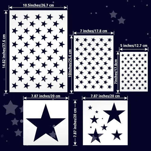 Miniatura 2 de Plantilla de plantilla de 50 estrellas de la bandera estadounidense, plantilla grande de plástico reutilizable para pintar sobre madera, papel