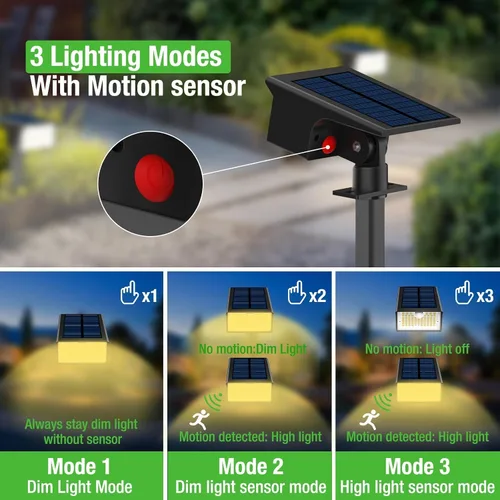 Miniatura 2 de [Paquete de 3 y 62 LED] Reflectores Solares para Exteriores con Sensor de Movimiento, 3 Modos de Sensor de Movimiento, Luces para Exteriores, 2