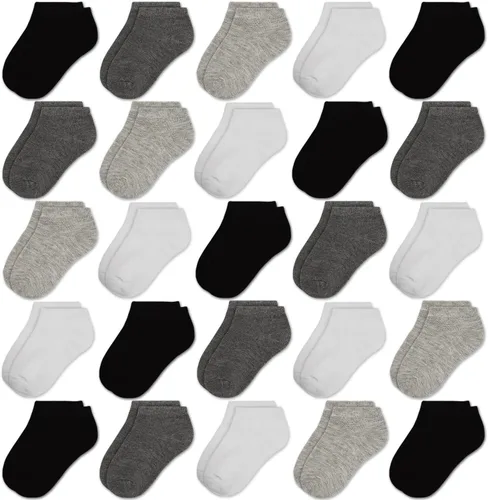 Calcetines para niños, 25 pares de calcetines tobilleros para niños y niñas, calcetines de corte bajo sólido suave para la escuela para niños de 1 a