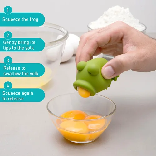 Miniatura 3 de Peleg Design Separador de huevos para huevos crudos – Separador de silicona de yema de huevo y blanco, divertido diseño de rana – Lindo accesorio