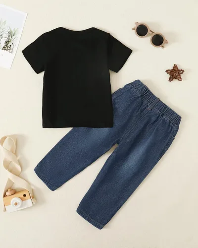 Miniatura 3 de XUANHAO Ropa de bebé para niño pequeño, trajes de 12, 18, 24 meses, 2T, 3T, 4T, jeans, pantalones de mezclilla para niños, conjunto de 12M-5T