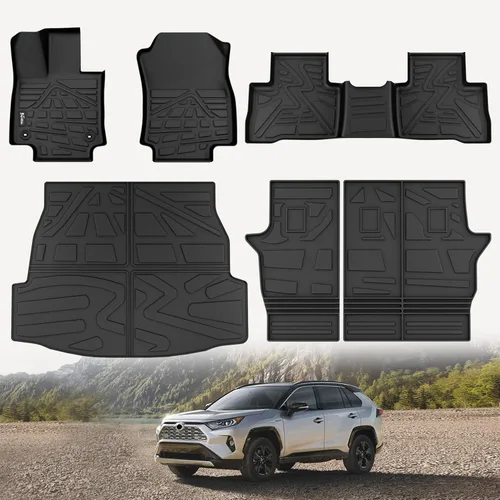 Miniatura 14 de KARPAL Alfombrillas de piso aptas para Toyota Tacoma 2005-2015 Doble Cabina (cobertura del espacio de los pies), revestimientos de piso de TPE