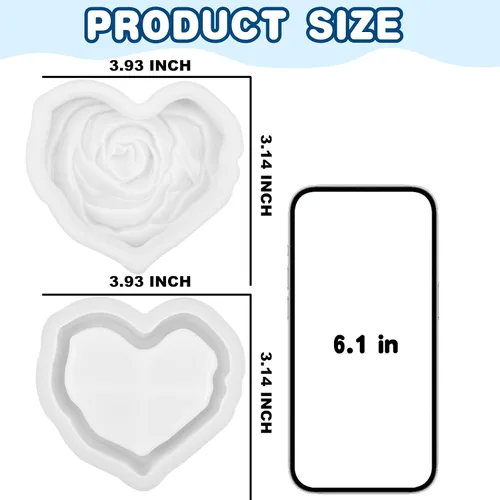 Miniatura 3 de Moldes de resina para frascos, moldes de tarro de corazón con tapa, molde de silicona de flor de rosa de amor para fundición de resina epoxi, caja