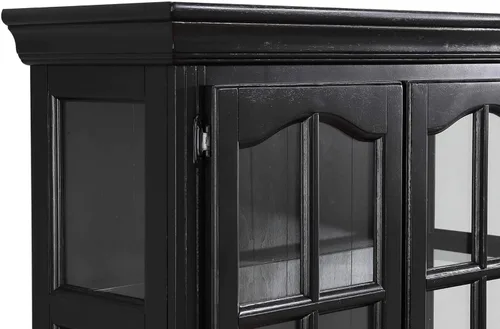 Miniatura 7 de Sunset Trading Buffet de recuerdo y gabinete iluminado, acabado negro/cereza