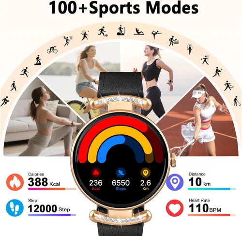 Miniatura 4 de Relojes inteligentes para mujer, Android IOS, pantalla AMOLED ultra clara de 1.2 pulgadas, rastreadores de actividad física con llamada Bluetooth