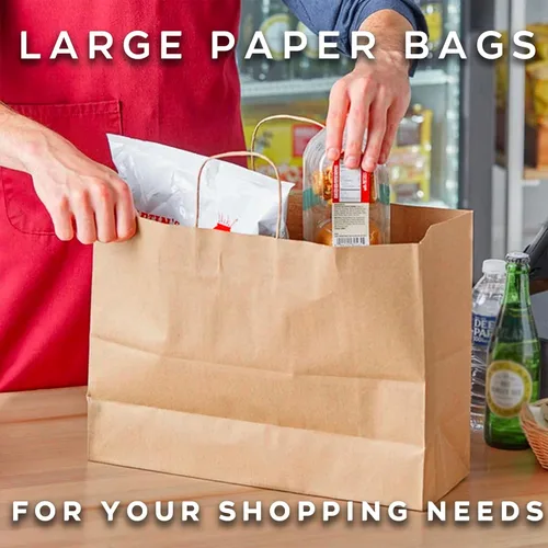 Miniatura 4 de Qutuus Bolsas de compras grandes de papel kraft con asas a granel, 300 bolsas de papel marrón de 16 x 6 x 12 pulgadas, bolsas de papel kraft
