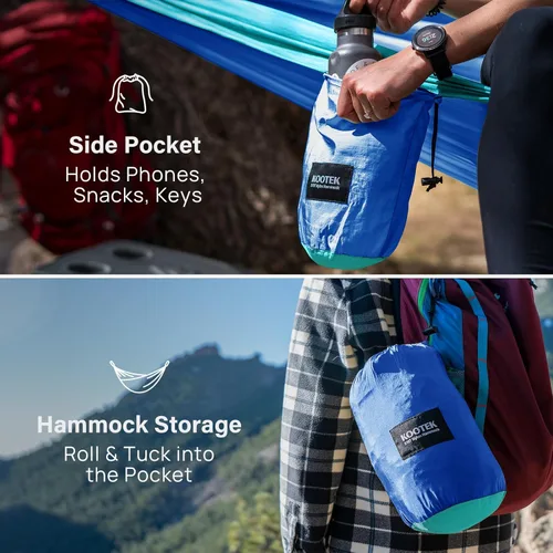 Miniatura 4 de Kootek Hamaca de campamento, hamacas portátiles con correas para árboles y bolsa de transporte adjunta, equipo esencial de campamento, perfecto