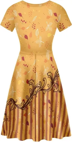 Miniatura 5 de Vestido de Halloween para mujer, manga corta, acampanado, vestido de cóctel, color naranja
