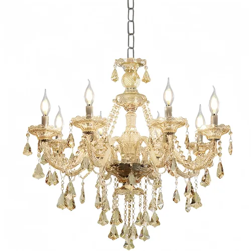 Miniatura 9 de Moderna lámpara de araña de cristal K9 Cognac de 6 luces, base de vela E12, lámpara colgante de cristal, elegante lámpara de techo de cristal