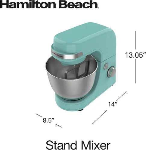 Miniatura 9 de Hamilton Beach Batidora eléctrica de pie, 4 cuartos, gancho para masa, accesorios de batidor plano, protector contra salpicaduras, 7 velocidades