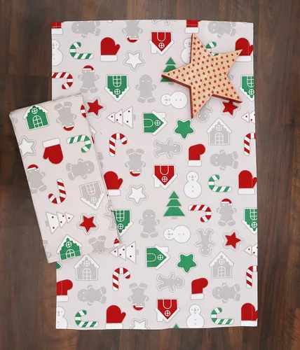 Miniatura 3 de AMOUR INFINI Juego de 4 delantales, toalla de cocina, guante de horno y soporte para ollas en un divertido diseño navideño Oeko-Tex 100% algodón