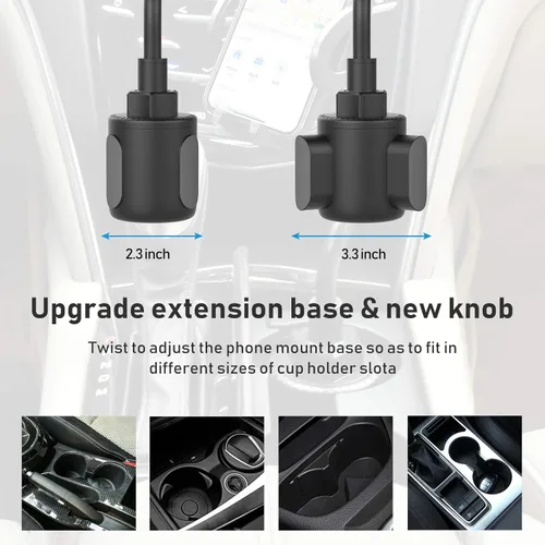 Miniatura 5 de Soportes de teléfono para tu automóvil, soporte de teléfono para portavasos, soporte universal ajustable de cuello de cisne para portavasos