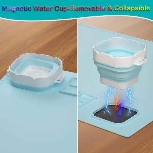 Miniatura 6 de Tapete de silicona para manualidades, tapete de pintura de silicona de 20 x 16 pulgadas con taza, hoja de silicona antiadherente para fundición