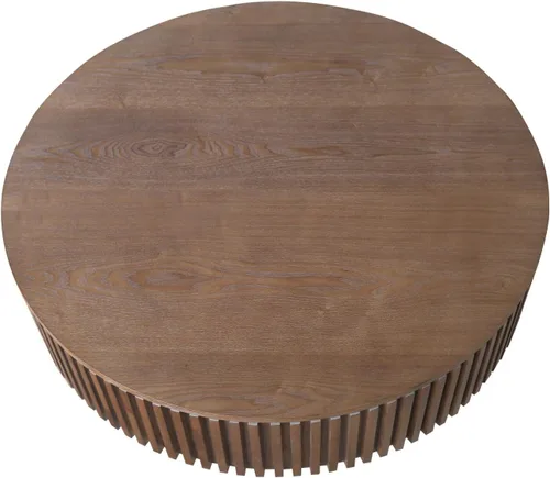 Miniatura 6 de KEVINSPACE Mesa de centro redonda de 39.37 pulgadas para sala de estar, mesa de café redonda de madera con almacenamiento mesas de centro para sala