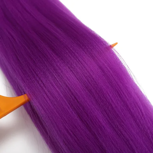 Miniatura 6 de Extensiones de cabello trenzado morado preestiradas, 20 pulgadas, 2 piezas de cabello sintético trenzado para niñas y mujeres, fiesta, disfraz