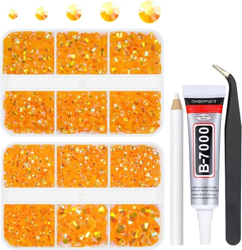 Miniatura 9 de qiipii Diamantes de imitación de resina AB verde aguamarina con pegamento B7000 para manualidades deslumbrantes de 2mm-6mm piedras gelatinosas