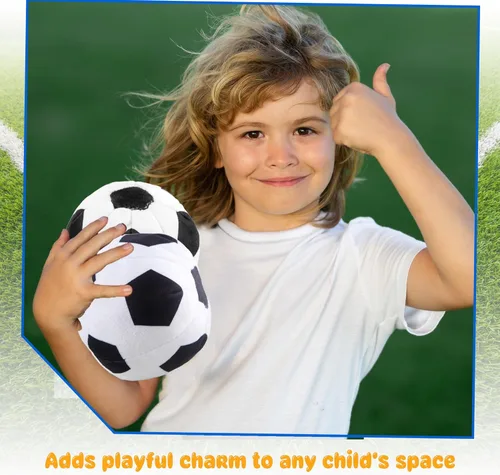 Miniatura 6 de Pelota de fútbol de felpa suave de 3 piezas con chirrido para niños, cumpleaños, deportes, fiesta, regalos, decoración de habitación y dormitorio