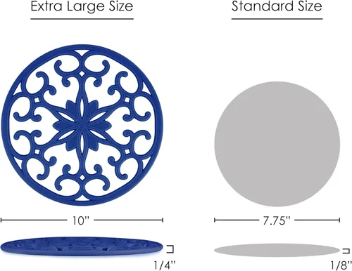 Miniatura 2 de GASARÉ, Salvamanteles de silicona extra grandes, gruesos, de 10 pulgadas para platos calientes, ollas y sartenes, almohadillas calientes para Azul