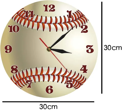 Miniatura 2 de The Geeky Days Reloj de pared con diseño de béisbol, decoración de pared para sala de deportes, personaliza tu nombre, reloj de cuarzo silencioso