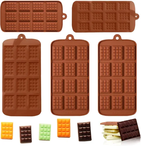 5 Piezas de Moldes de Silicona Separables para Chocolate, Molde Cuadrado de Silicona, Molde de Barra de Chocolate de Caramelo Antiadherente, Molde