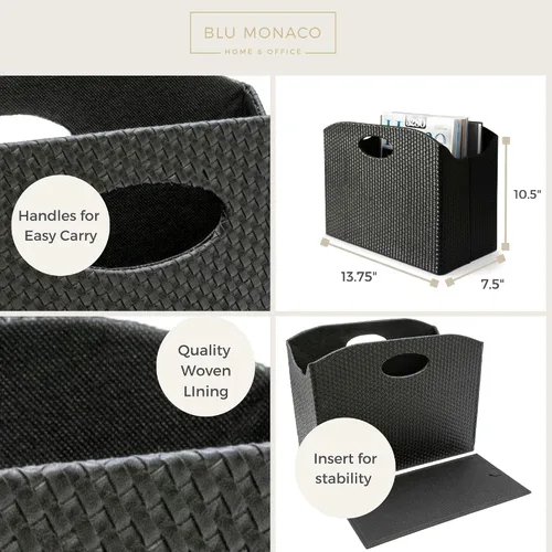 Miniatura 4 de Blu Monaco, revistero de piel Negro