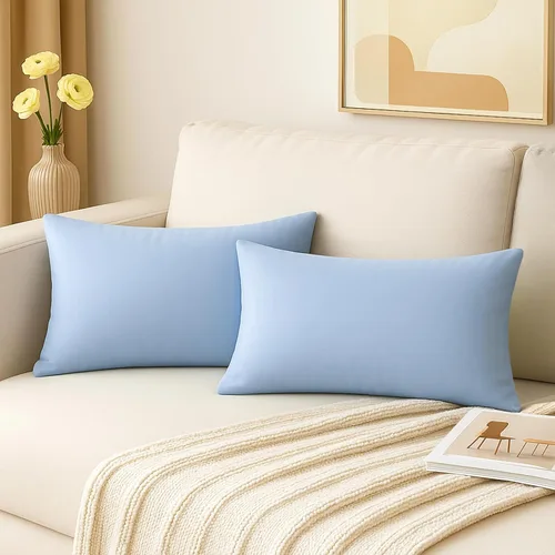 Miniatura 35 de Thmyo - Paquete de 2 fundas de almohada de algodón sólido decorativas cuadradas, fundas de almohada DIY, fundas de almohada en blanco