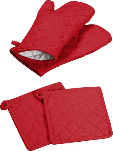 Miniatura 12 de Oven Mitt (7"x13") & Pot Holder (8"x8") 100% Cotton Set of Heat Resistant Oven Gloves & Hot Pads for Gifts, BBQ, Cooking, Baking, Thanksgiving