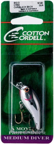Miniatura 3 de Cotton Cordell Big O - Señuelo de pesca Crankbait de labio cuadrado cromo negro parte posterior