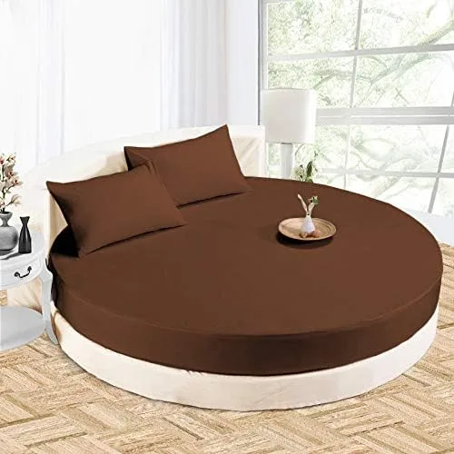 Sábana bajera redonda 100% algodón de 800 hilos, 1 sábana bajera/inferior de 18 pulgadas de profundidad y 2 fundas de almohada, juego de sábanas