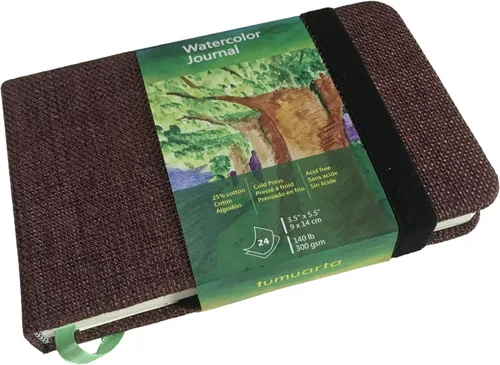 tumuarta Cuaderno de Acuarela, 3.5x5.5”, 140 LB, 300 g/m², Papel de Algodón, Prensado en Frío, 24 Hojas, 48 Páginas, Libros de Bocetos de Papel de