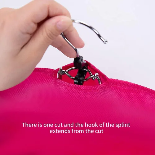 Miniatura 6 de 3 piezas de bolsa de almacenamiento extralarga para pelucas con colgador de madera, bolsa de almacenamiento para extensiones de cabello con Rosa Hot