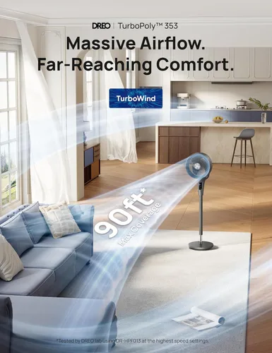 Miniatura 7 de Dreo Ventilador para dormitorio, ventilador oscilante de 80°, silencioso de 25 dB, ventiladores de pedestal de 80 pies para oficina en casa, Gris