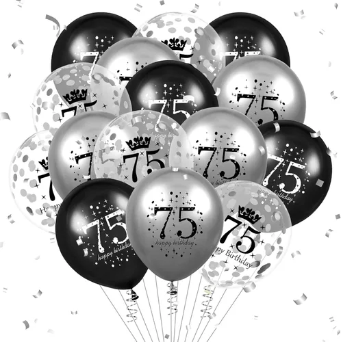 Miniatura 8 de Globos de 16 cumpleaños para decoración de niños, 15 unidades, color negro y plateado, para fiesta de feliz cumpleaños de 16 años, globos de confeti