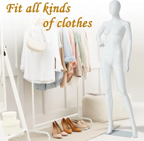 Miniatura 5 de Kinfant Maniquí de cuerpo completo para mujer, soporte de maniquí desmontable con base de metal, modelo de vestido ajustable para tienda de moda