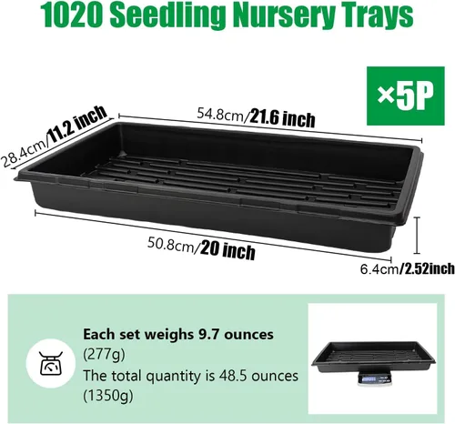 Miniatura 2 de RooTrimmer Vivero de cultivo de plantas, bandejas estándar 1020, bandeja de plástico resistente para microverdes para trasplante de macetas