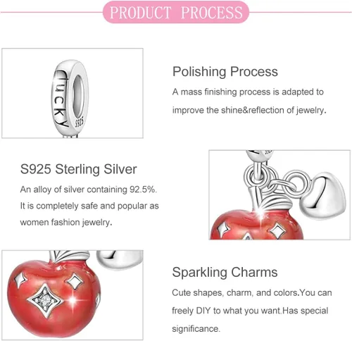 Miniatura 5 de PARCOM Charms S925 Sterling Silver Fits for Pandora Bracelets Cherry Blossom Dangle Beads Jewelry for Women