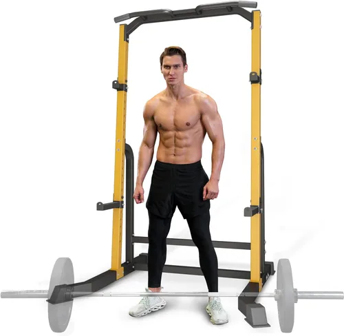 Miniatura 8 de ZENOVA Pull Up Bar Dip Bar Squat Rack Workout Dip Station Height Adjustable Free Standing Chin Up Bar Negro